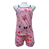 Pijama Blusa Con Short  Elegancia Comoda Fresca Ropa Dormir
