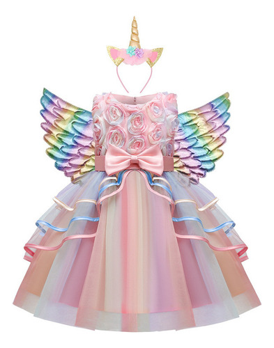 Conjunto De Alas Coloridas De Vestido De Princesa Para Niña