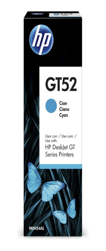 Botella De Tinta Cian Hp Gt52 Original (m0h54al)