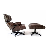 Sillón Eames Lounge Chair Y Ottoman En Cuero Vacuno Premium