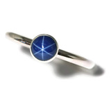 Anillo De Plata De Ley Zafiro Estrella Azul Creado De 6...