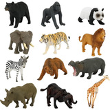 12 Piezas De Animales De Zoológico De Plástico Mixto Realist