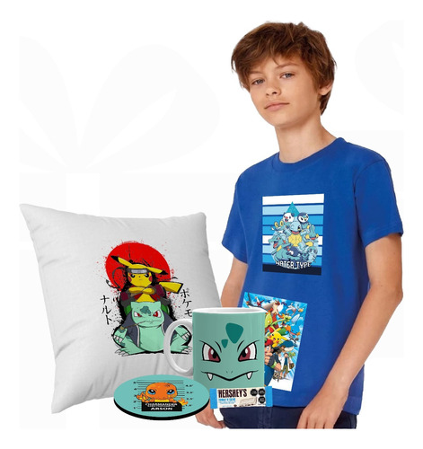 Caja De Regalo Pokemon/ Camiseta/ Mug Bulbasaur/cojin