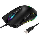 Ratón Usb C Ratón Ergonómico Tipo C Con Cable Ratón Rgb Con