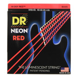 Dr Strings Hi-def Neón Rojo Coated Medio (45 105) De 4 cu