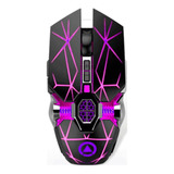 Mouse Gamer Inalambrico Yindiao A7 Recargable 7 Botones Rgb Color Negro