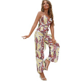 Palazzo Jumpsuit Elegante Estampado Flores Mono Largo Casual