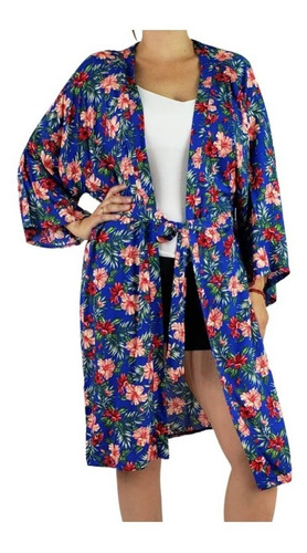 Kimono Mujer Estampado 100% Algodón Sobretodo Cárdigan