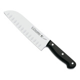 Cuchillo Profesional Alveolado Santoku Uniblock 18 Cm Acero Color Negro