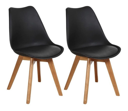 Silla X2 Sillon Eames Tulip Base Madera Con Almohadon