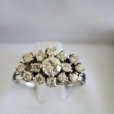 Anillo Oro Blanco 18k Roseta Diamantes 62 Puntos Talla 16