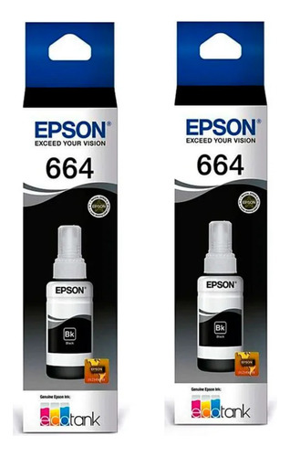 Pack 2 Unid. Tinta Botella Epson T664 70ml Originales