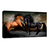 Cuadro Decorativo Canvas Moderno Caballo Fantasia Noche Color Caballos Pura Sangre Armazón Natural