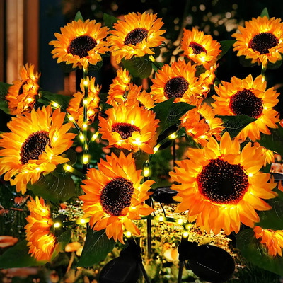 Paquete De 3 Luces Solares Para Jardín Con Girasoles Amarillo