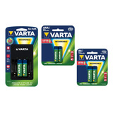 Combo Cargador 2 Pilas Aaa+ 2 Pilas Aa Recargables Varta