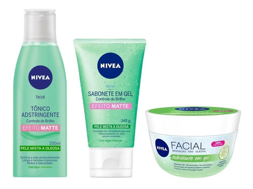 Kit Nivea Sabonete + Tônico Efeito Matte + Hidratante Em Gel