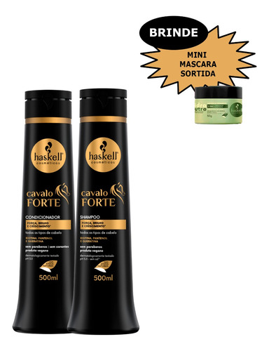 Kit Haskell Cavalo Forte Shampoo+condicionador 500ml  Brinde