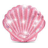 Almeja Concha Rosa Inflable Alberca Glitter Playa Intex