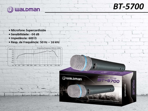 Microfone Profissional Supercardióide Waldman Bt-5700 Cor Cinza