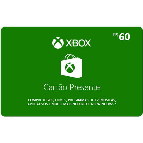 Cartão Xbox One R$ 60 Reais Brasil Microsoft Xbox Series 