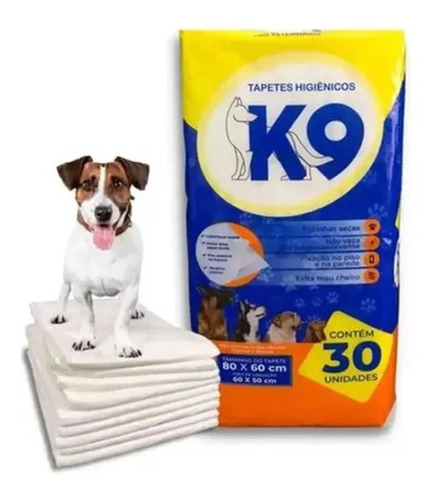 Tapete Higiênico Pet K9 Pacote C/30 Unidades 80/60cm