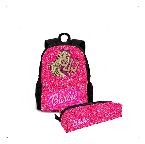 Kit Feminino Barbie Criança Desenho Mochila Com Estojo