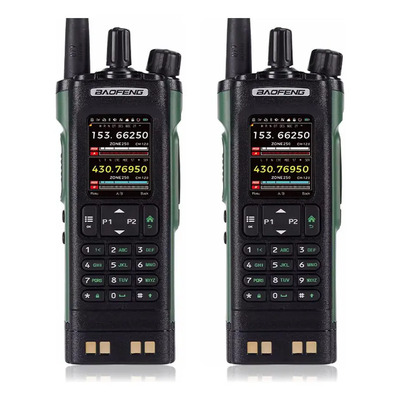 2 Radios Walkie Talkie Baofeng Uv32 Con Gps Bluetooth 10w 10km Color Verde Oscuro | Envío gratis