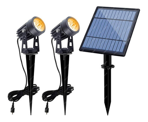 Estaca Led Solar 2x1w Exterior Jardin 2 Niveles Alta/baja