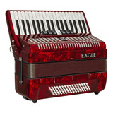 Acordeon Eagle Ega0780 Vermelho 80 Baixos 37 Teclas Capa Bag