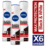 Desodorante Nivea Mujer Black White Max Protection Pack X6