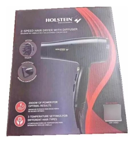 Secador De Pelo 2 Velocidades Marca Holstein 2.000 Watt