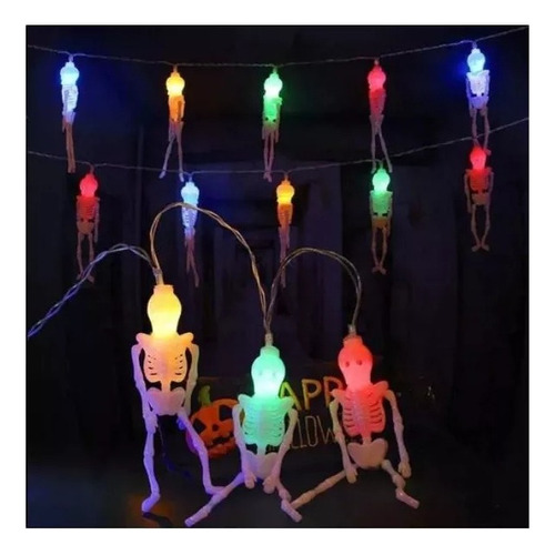 Serie De Luces 3mt 20led Decoracion Halloween Esqueleto