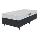 Cama Box Colchão Solteiro Espuma D20 Malibu 78cm Branco Cor Preto