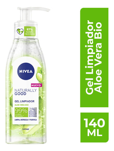 Gel Limpiador Facial Nivea Naturally Good Aloe Vera 140ml Tipo De Piel Normal