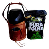 Kit Terere Garrafa Em Couro Luxo Copo + Erva Mate