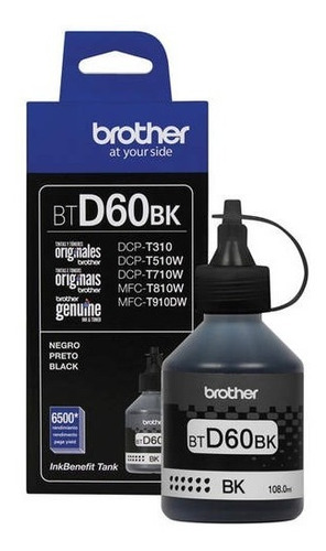 Tinta Original Brother Negra D60bk Dcp T310 T510 T710