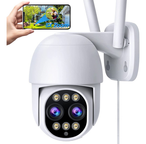 Camara Wifi Seguridad 4k Hd Doble Lente Zoom X8 Alarma Ptz