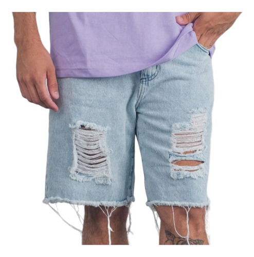 Bermuda Jean Mom Con Roturas Y Desflecado Zia