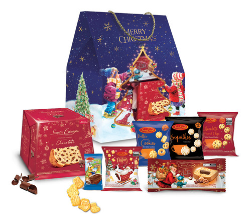 Caixa De Natal Panettone 7 Itens Santa Edwiges Magia