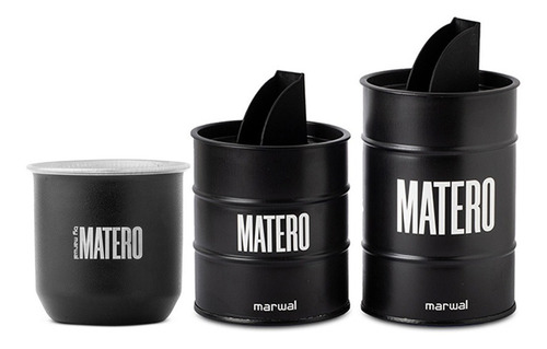 Set X2 Latas Yerbera Azucarera C/ Mate Negro Matero Combo