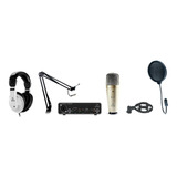 Set Home Studio Auricular Placa Behringer Microfono Pie Pop