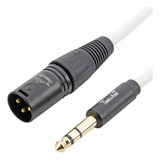 Cabo P10 Stereo Trs - Xlr Macho 3m Branco Ofc Ouro Pro Audio