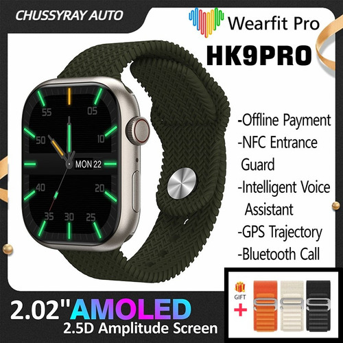 Smartwatch Hk9 Pro Con Pantalla Amoled Y 3 Correas