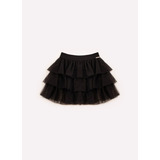 Saia Short Tule Preto Babados Infantil Pituchinhus