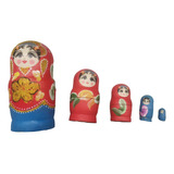 Muñecas Rusas Anidadas De Madera Para Niños, Juguetes Rojo