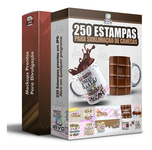 Pack Estampas Páscoa Sublimação Canecas + Mockups Prontos