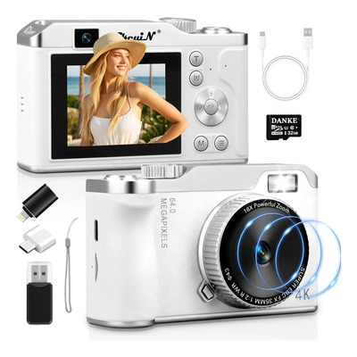 Cámara Digital Fotos De 4k Video Recargable Cámara Webcam Principiantes Lente 1080p, Camaras Profesional Zoom 16 Veces Con Filtros, Flash +32gb Tarjeta Para Niños | MercadoLibre