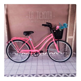 Bicicleta Paseo Femenina La Tiendita Paseo Full R26 Frenos V-brakes Color Rosa Con Pie De Apoyo  