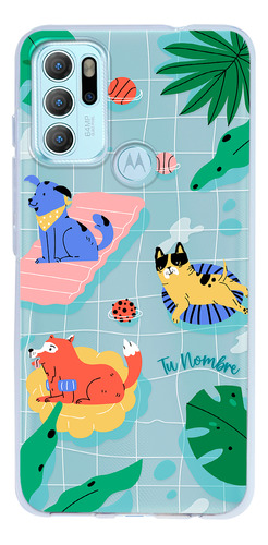 Funda Para Motorola Para Mujer Perritos Alberca Con Nombre