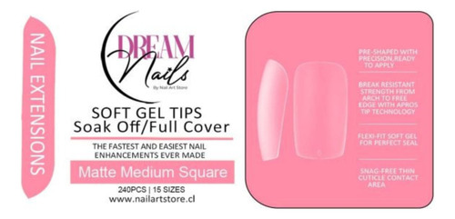 Tips Soft Gel - Matte Medium Square - Dream Nails (240pcs)